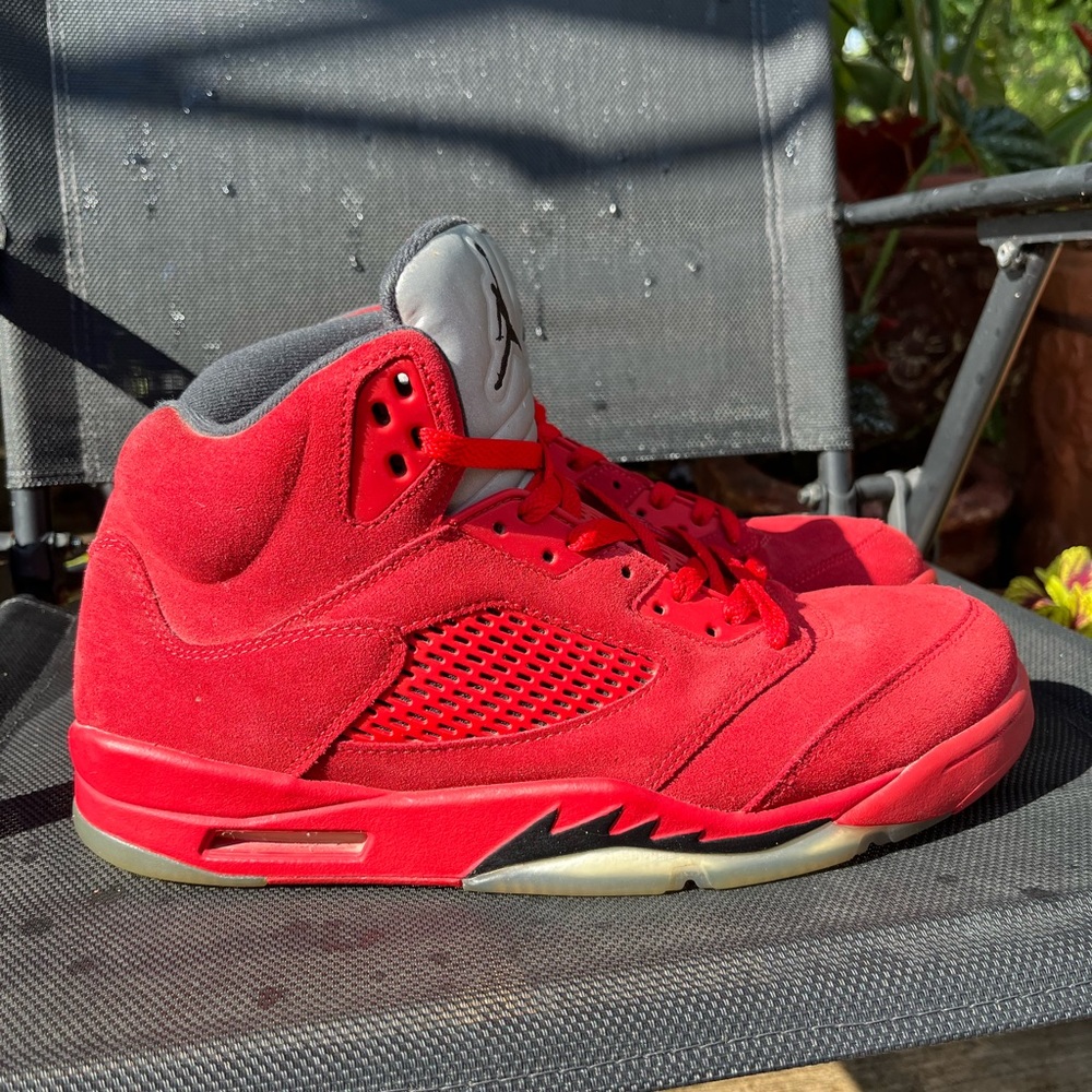 The Jordan 5s red suede